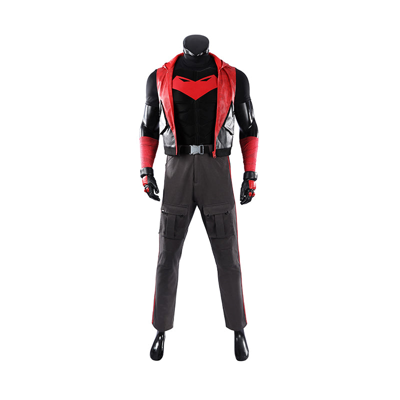 Red Hood Jason Todd Rebirth Cosplay Costume Red Leather Halloween Suit ACcosplay