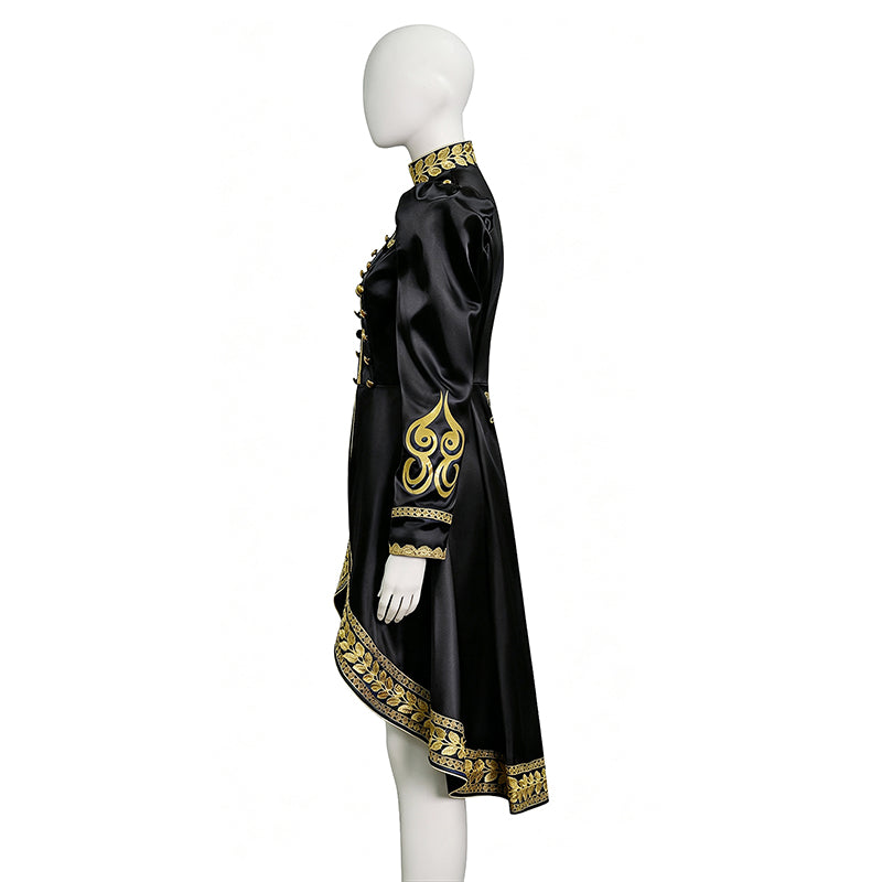 Baroque Cosplay Costume Royal Black Military Tailcoat Performance Dress Halloween Suit