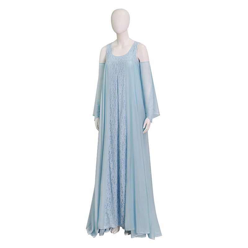Star Wars Padme Amidala Cosplay Dress Light Blue Lace Chiffon Long Maxi Gown ACcosplay, Female / S