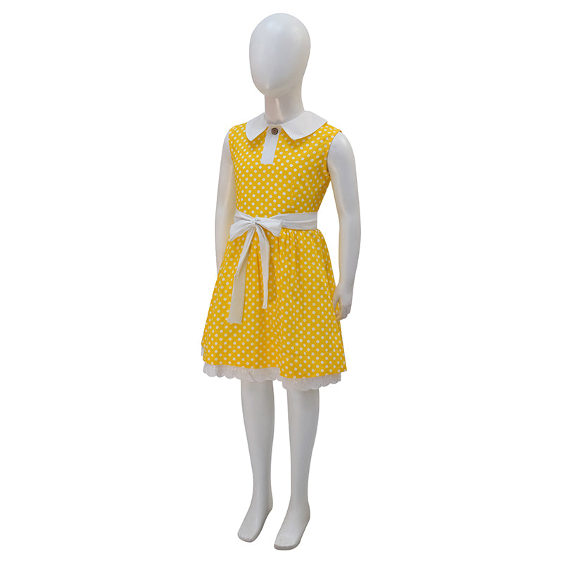 Toy Story 4 Gabby Gabby Dotted Yellow Dress Cosplay Costume Kids Children