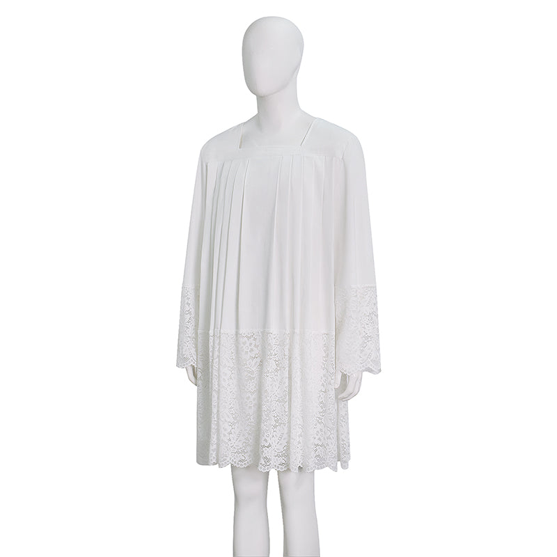 White Pleated Lace Surplice Roman Catholic Liturgical Vestment ACcosplay