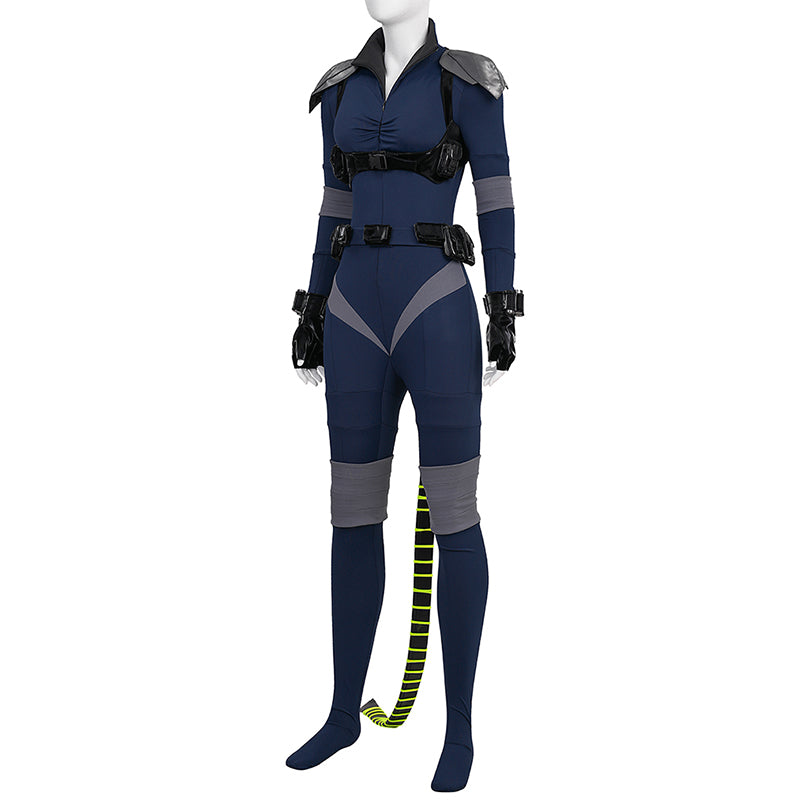Absolute Universe Selina Kyle Cosplay Costume Blue Jumpsuit With Tail ACcosplay