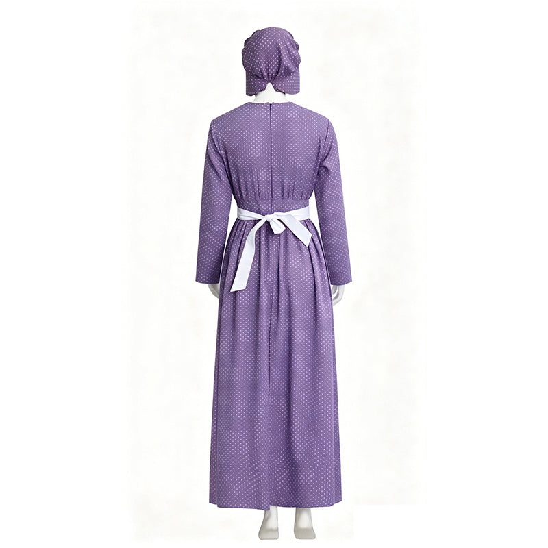 Lady Pioneer Girl Cosplay Costume Little House On The Prairie Purple Dress ACcosplay