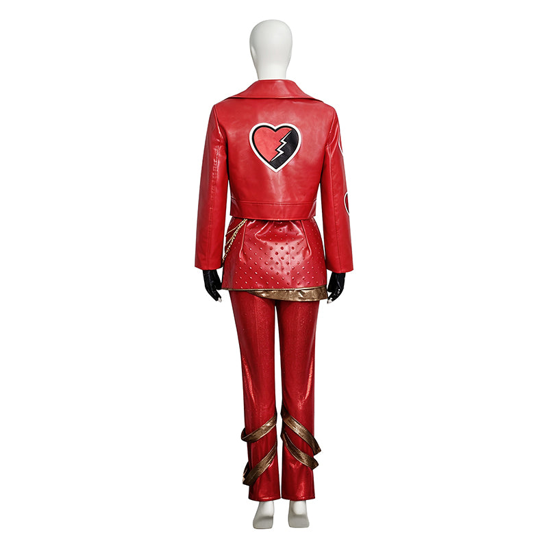 Descendants 5 Red Cosplay Costume Princess Red Red Faux Leather Jacket Pants ACcosplay