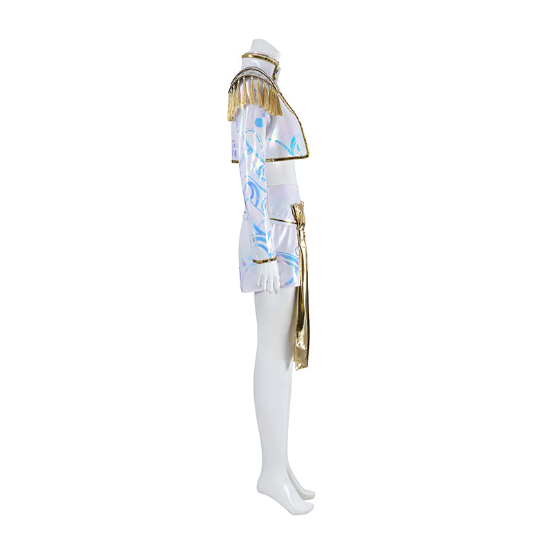 Deluxe Kpop Demon Hunters Mira Cosplay Costume Golden White Dance Suit ACcosplay