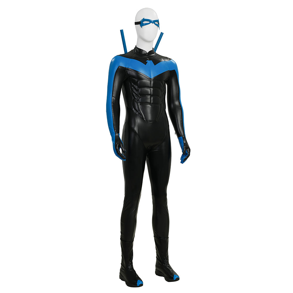 Dick Grayson Nightwing Cosplay Costume Nightwing Blue Leather Jumpsuit ACcosplay