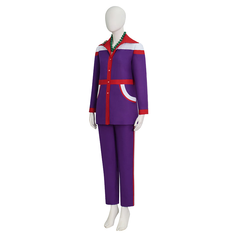 Movie Weapons Aunt Gladys Cosplay Costume Purple Halooween Suit With Bag Necklace ACcosplay