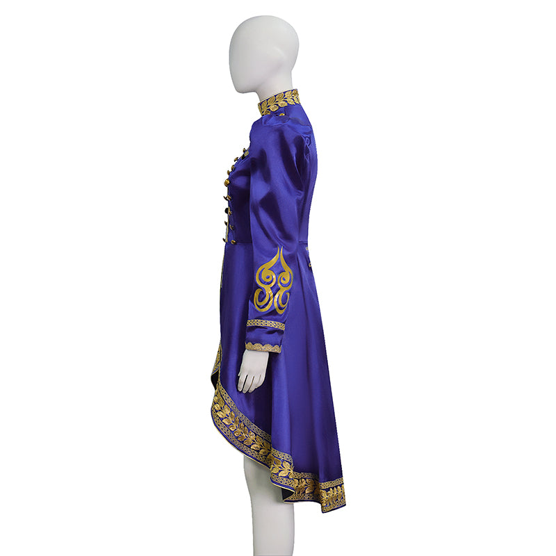 Baroque Cosplay Costume Royal Purple Military Tailcoat Performance Dress Lady Halloween Suit