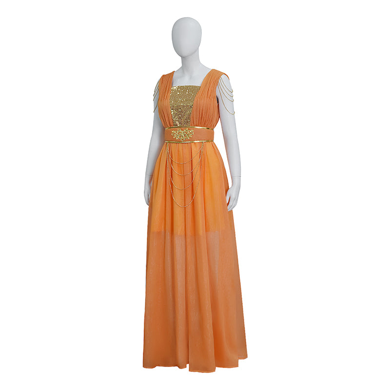 The Lord of the Rings Return of the King Galadriel Elf Queen Orange Maxi Dress ACcosplay