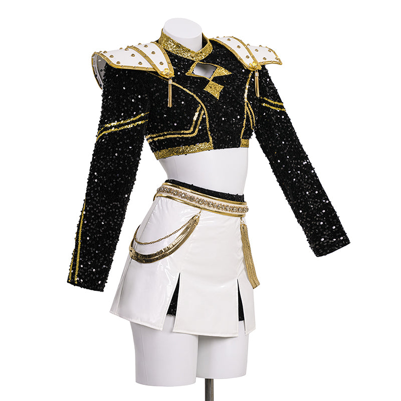 Kpop Demon Hunters Zoey Cosplay Costume Black Golden Dance Suit Halloween Fancy Outfit ACcosplay
