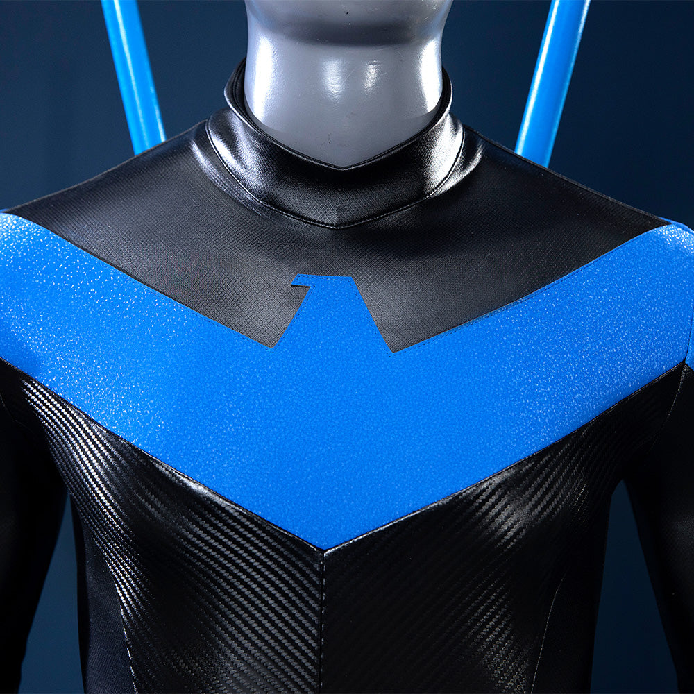 Deluxe Dick Grayson Nightwing Cosplay Costume Nightwing Leather Jumpsuit ACcosplay