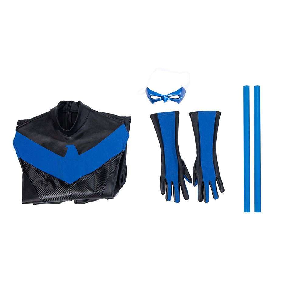 Deluxe Dick Grayson Nightwing Cosplay Costume Nightwing Leather Jumpsuit ACcosplay