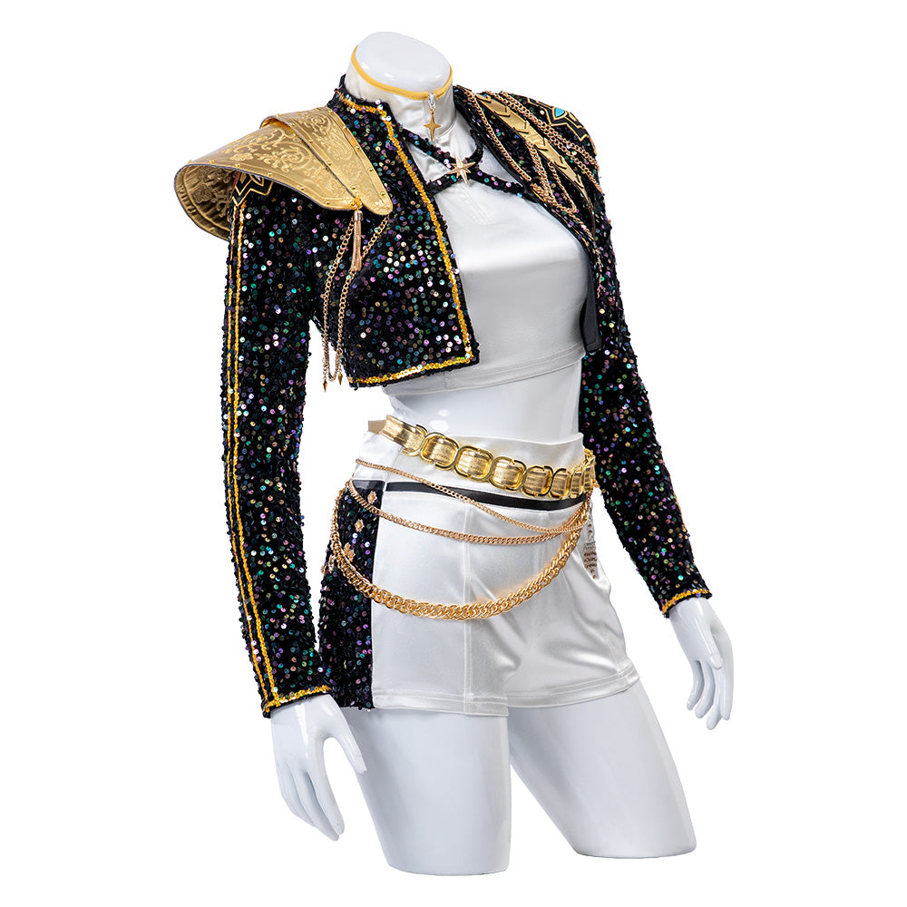Kpop Demon Hunters Rumi Black Gold Dance Cosplay Costume Halloween Fancy Outfit ACcosplay