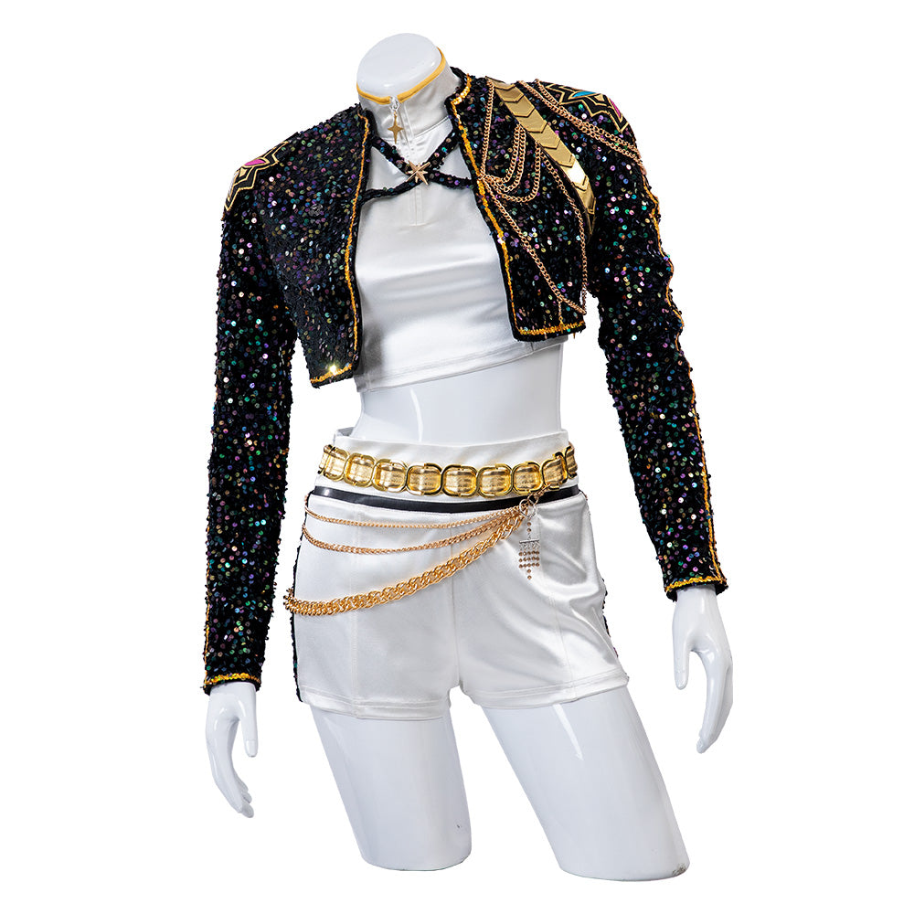 Kpop Demon Hunters Rumi Black Gold Dance Cosplay Costume Halloween Fancy Outfit ACcosplay