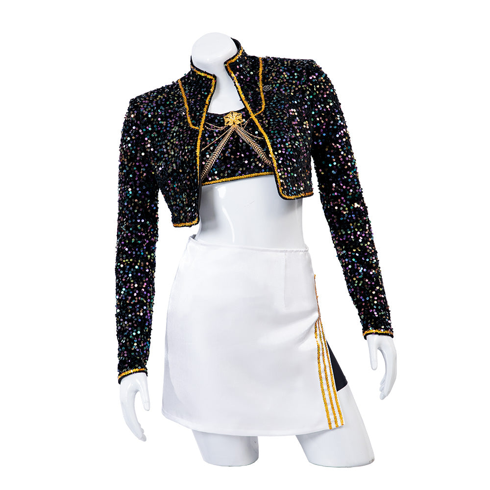 Kpop Demon Hunters Mira Black Gold Dance Cosplay Costume Halloween Fancy Outfit ACcosplay