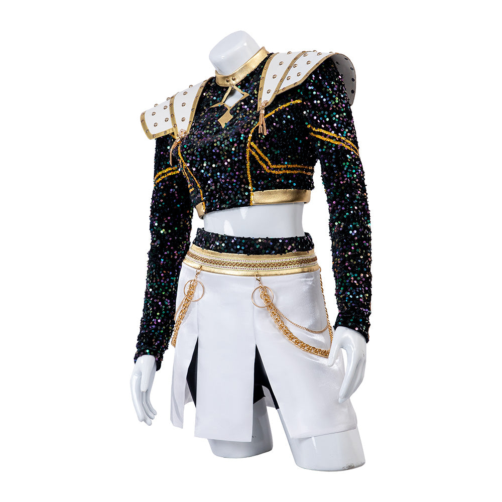 Kpop Demon Hunters Zoey Black Gold Dance Cosplay Costume Halloween Fancy Outfit ACcosplay