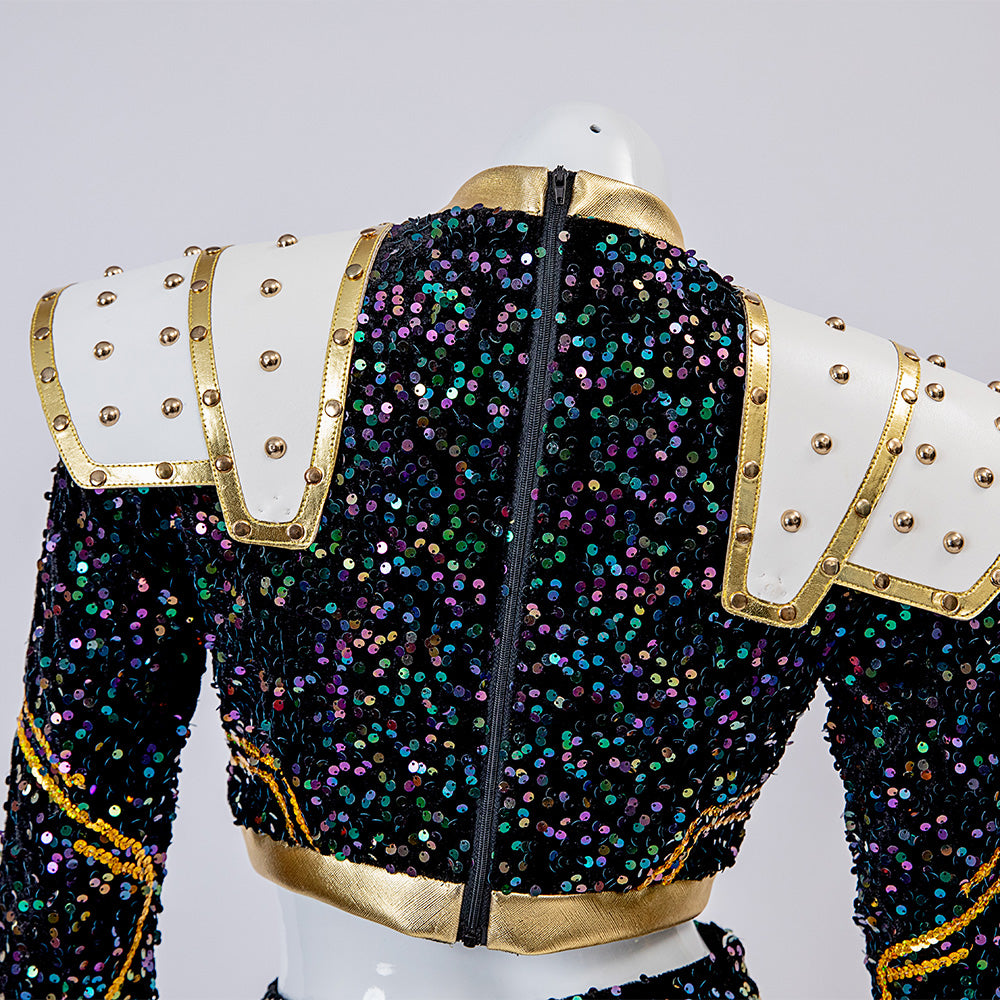 Kpop Demon Hunters Zoey Black Gold Dance Cosplay Costume Halloween Fancy Outfit ACcosplay