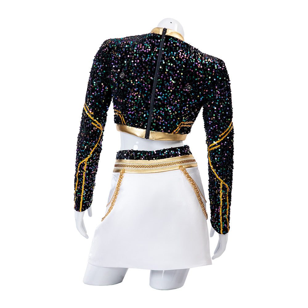 Kpop Demon Hunters Zoey Black Gold Dance Cosplay Costume Halloween Fancy Outfit ACcosplay