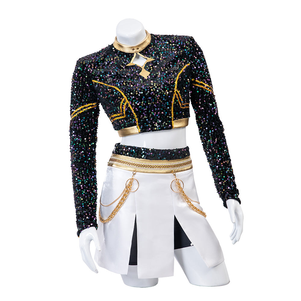 Kpop Demon Hunters Zoey Black Gold Dance Cosplay Costume Halloween Fancy Outfit ACcosplay