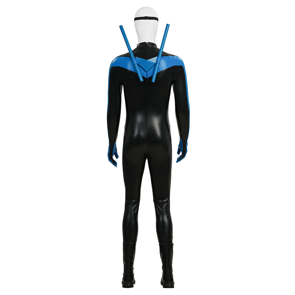 Dick Grayson Nightwing Cosplay Costume Nightwing Blue Leather Jumpsuit ACcosplay