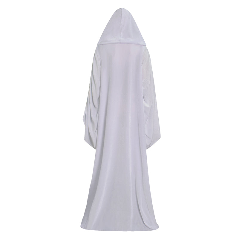Star Wars Padme Amidala Cosplay Costume White Hooded Blue Printed Outfit ACcosplay