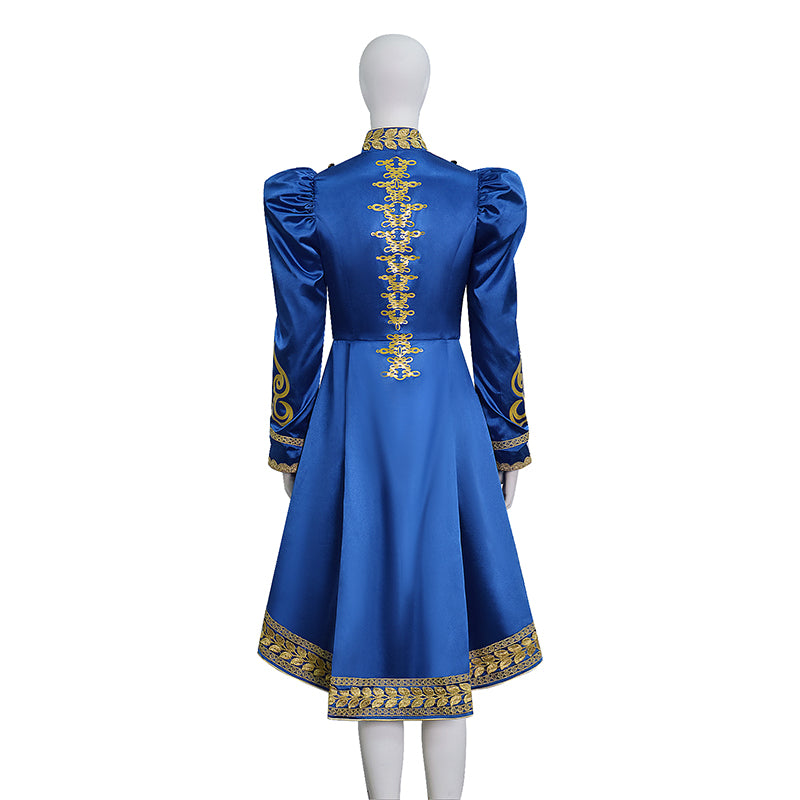 Baroque Cosplay Costume Royal Blue Military Tailcoat Performance Dress Lady Halloween Suit