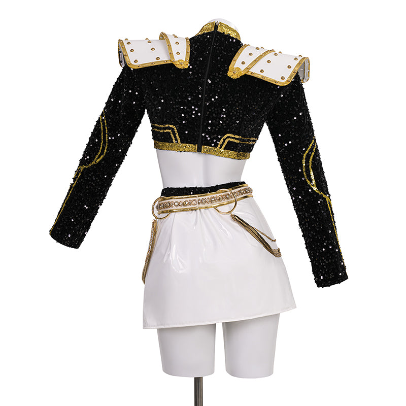 Kpop Demon Hunters Zoey Cosplay Costume Black Golden Dance Suit Halloween Fancy Outfit ACcosplay