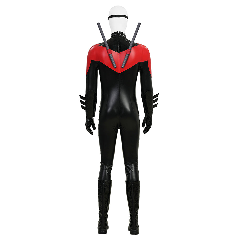 The New 52 Nightwing Dick Grayson Cosplay Costume Red Leather Halloween Outfit ACcosplay