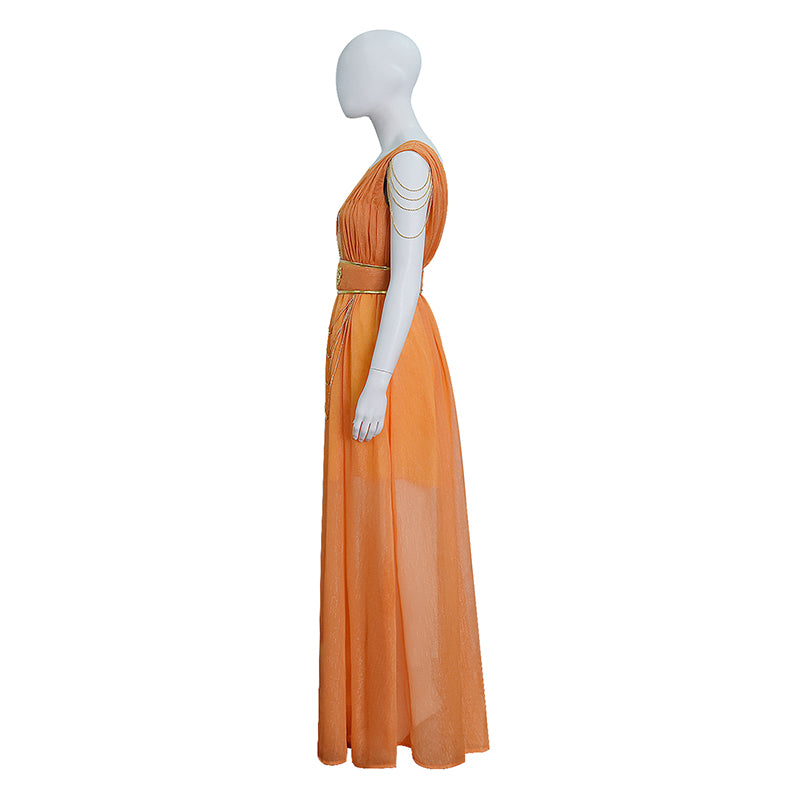 The Lord of the Rings Return of the King Galadriel Elf Queen Orange Maxi Dress ACcosplay