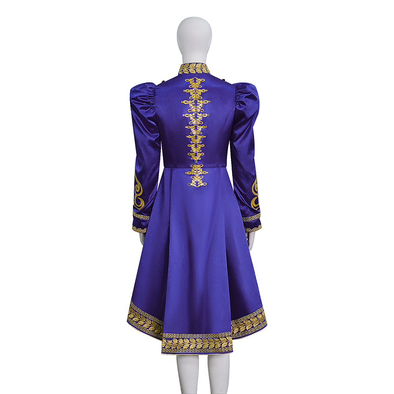 Baroque Cosplay Costume Royal Purple Military Tailcoat Performance Dress Lady Halloween Suit