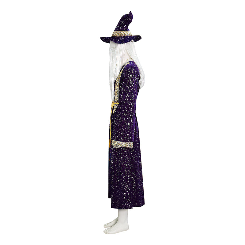 Wizard Robe Men Purple Velvet Wizard Robe Cosplay Costume With Wig Beard Suit ACcosplay