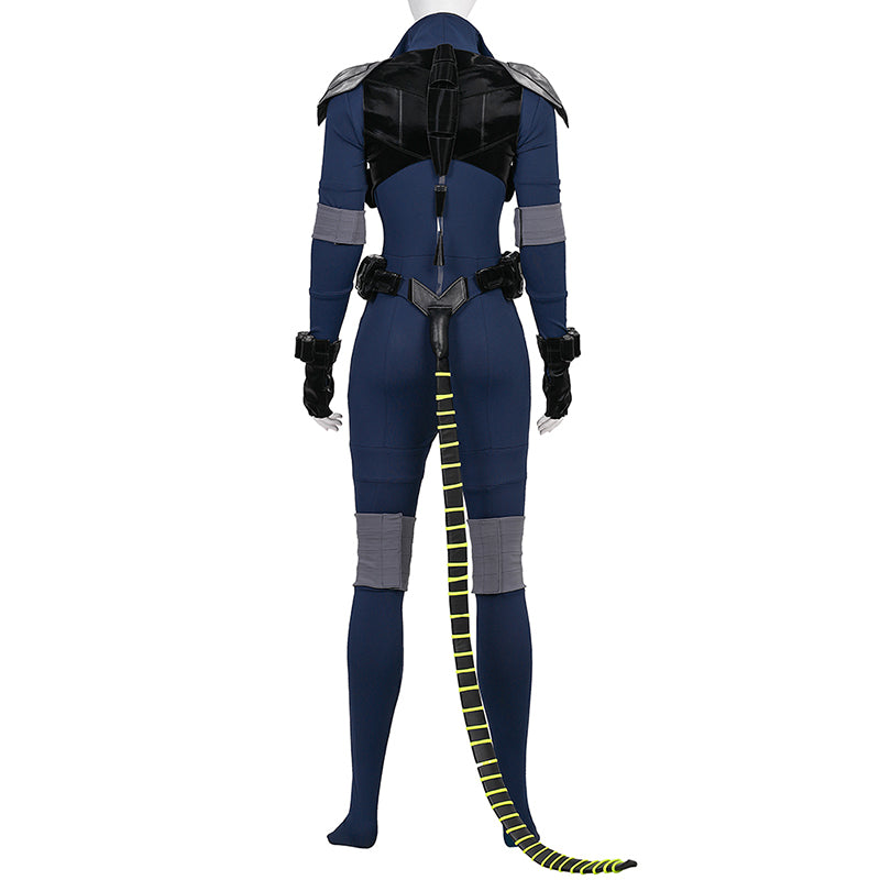 Absolute Universe Selina Kyle Cosplay Costume Blue Jumpsuit With Tail ACcosplay