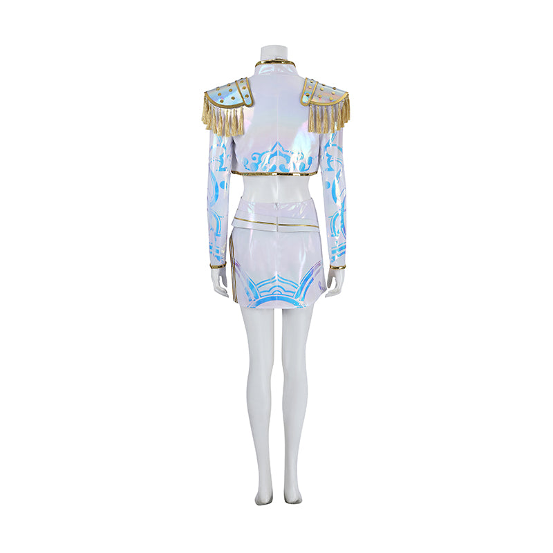 Deluxe Kpop Demon Hunters Mira Cosplay Costume Golden White Dance Suit ACcosplay