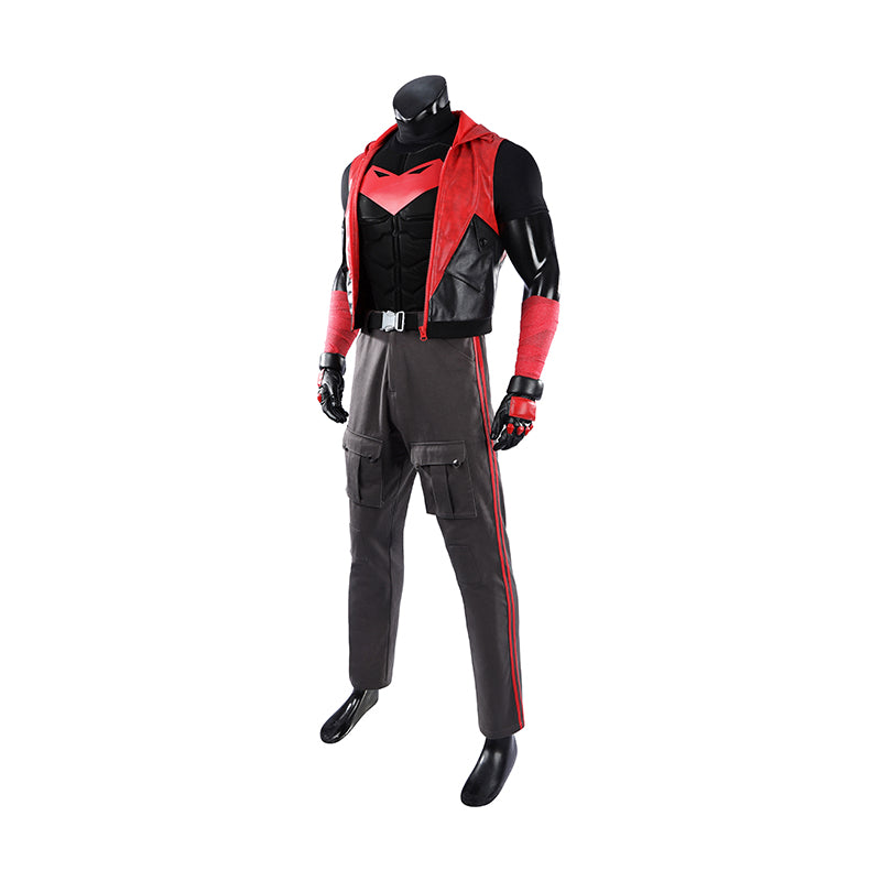 Red Hood Jason Todd Rebirth Cosplay Costume Red Leather Halloween Suit ACcosplay