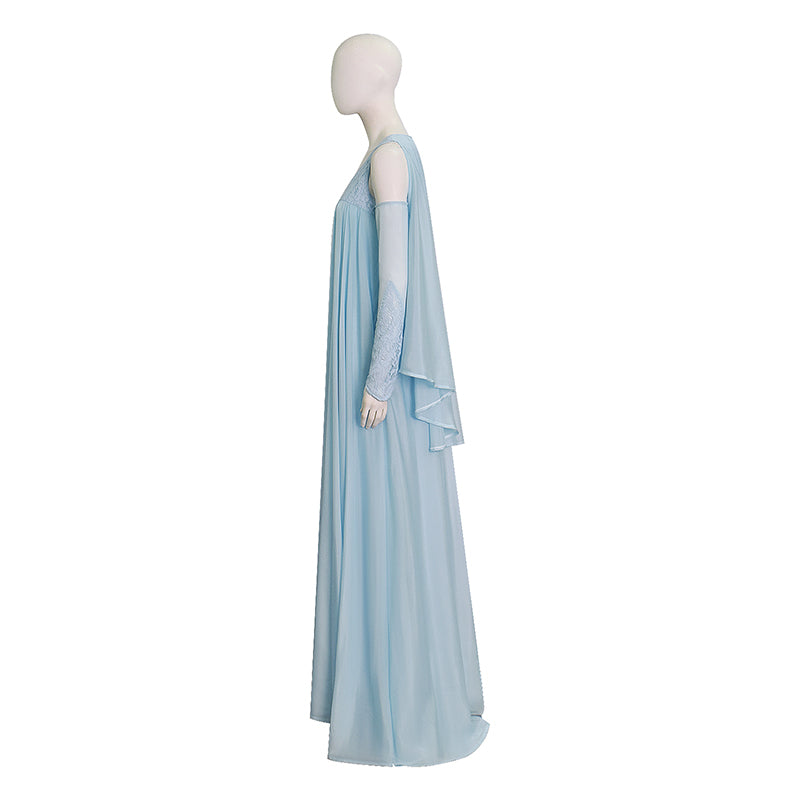 Star Wars Padme Amidala Cosplay Dress Light Blue Lace Chiffon Long Maxi Gown ACcosplay