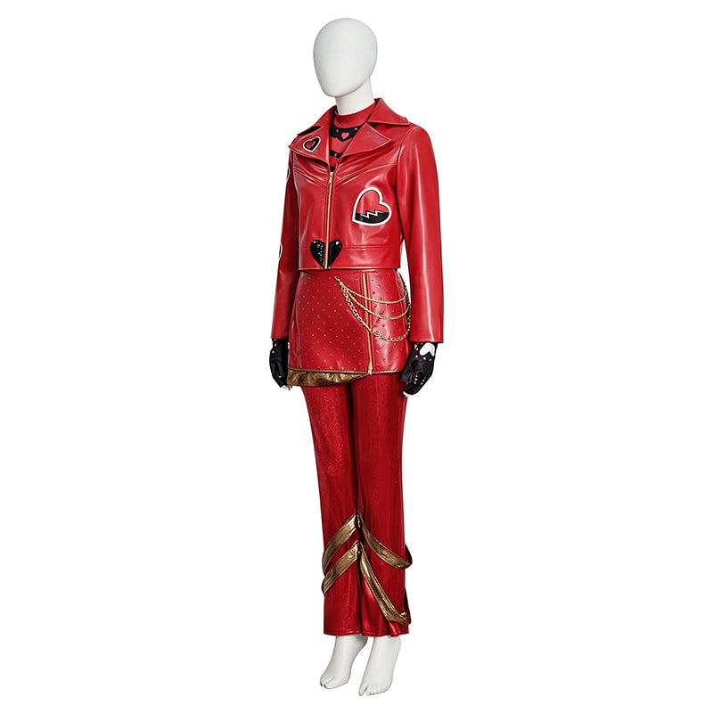 Descendants 5 Red Cosplay Costume Princess Red Red Faux Leather Jacket Pants ACcosplay