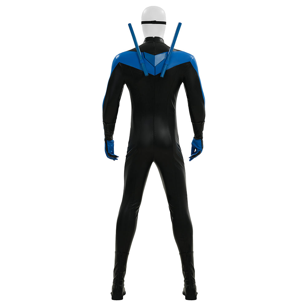 Comic Nightwing Dick Grayson Cosplay Costume Blue Dick Leather Suit ACcosplay