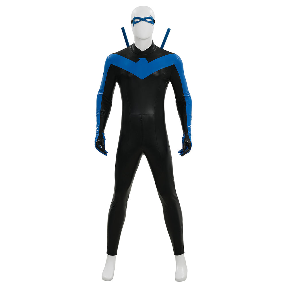 Comic Nightwing Dick Grayson Cosplay Costume Blue Dick Leather Suit ACcosplay