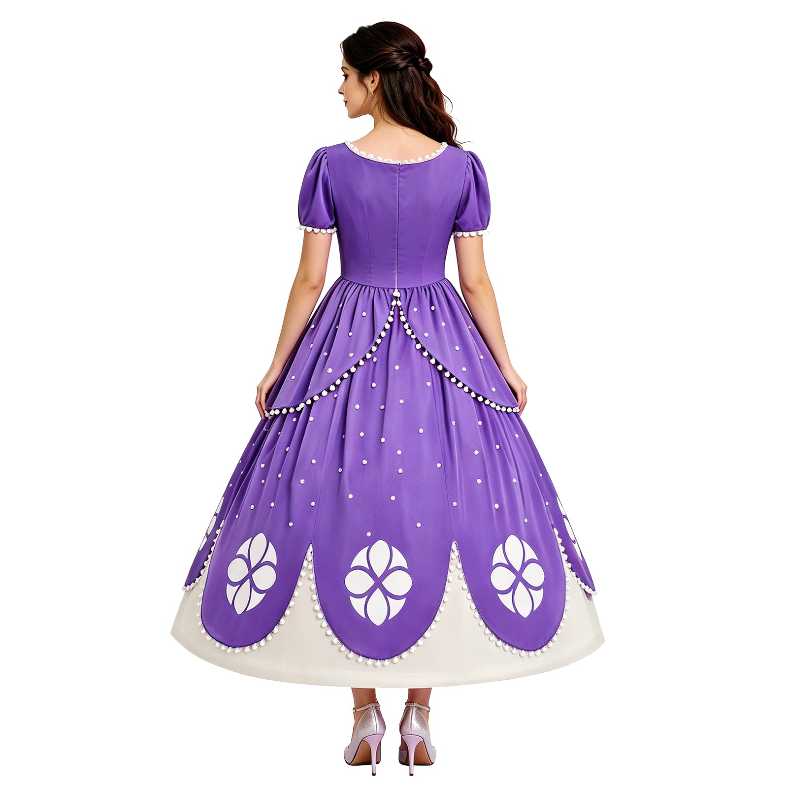 princess sofia dress Up Costume Kids Puff Sleeve Fancy Party Purple Rapunzel Costume satin Size Matching Sofia Replica Princess Dresses