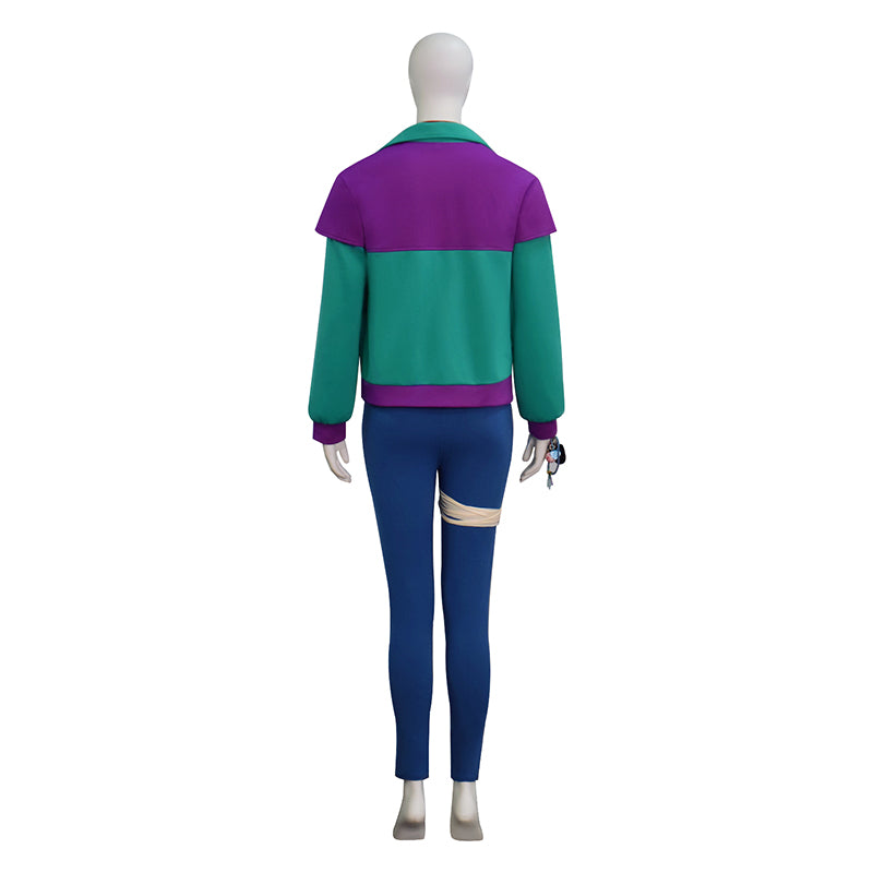 Adult Forgotten Island Raissa Cosplay Costume Green Purple Disco Halloween Outfit