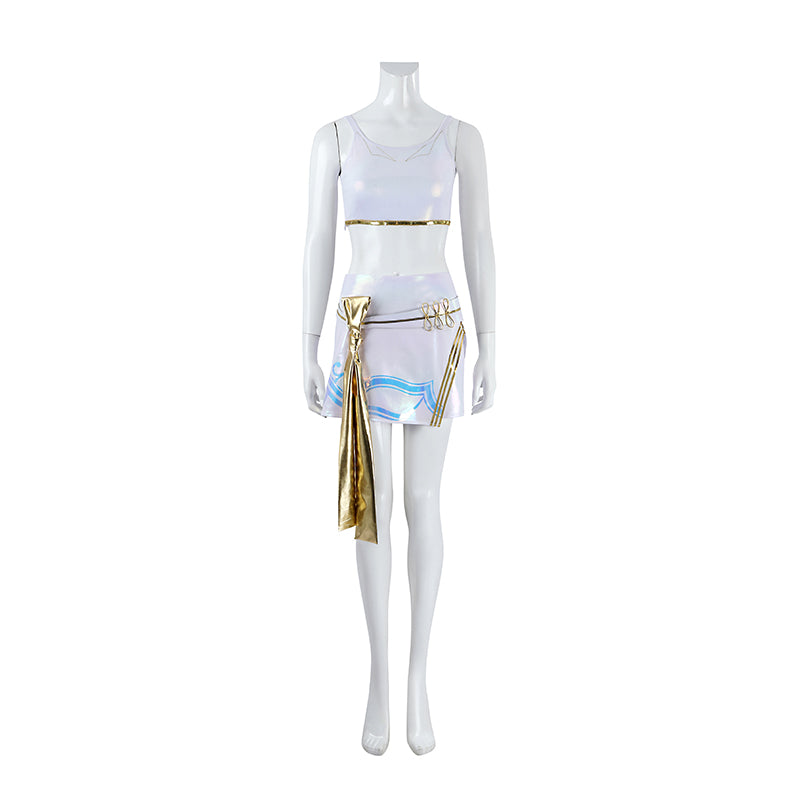 Deluxe Kpop Demon Hunters Mira Cosplay Costume Golden White Dance Suit ACcosplay