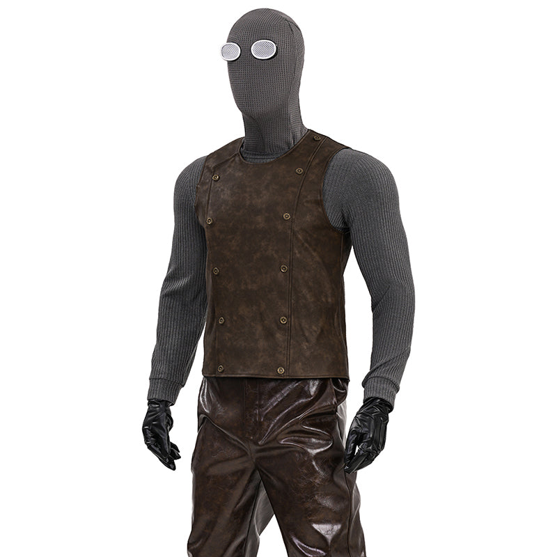 Spider Man Noir Cosplay Costume Brown Leather Halloween Outfit ACcosplay