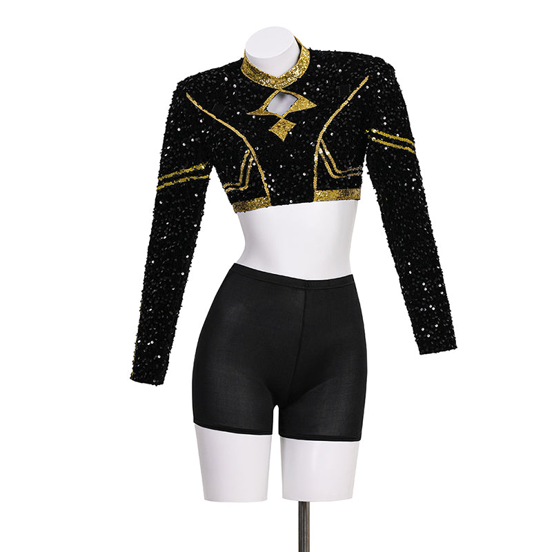 Kpop Demon Hunters Zoey Cosplay Costume Black Golden Dance Suit Halloween Fancy Outfit ACcosplay