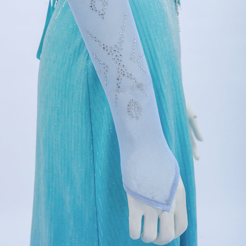 Deluxe Frozen 2 Elsa Cosplay Costume Blue Dress Halloween Outfit ACcosplay