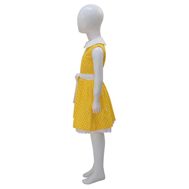 Toy Story 4 Gabby Gabby Dotted Yellow Dress Cosplay Costume Kids Children