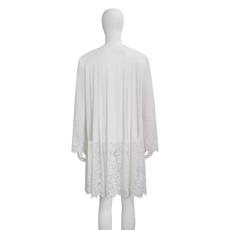 White Pleated Lace Surplice Roman Catholic Liturgical Vestment ACcosplay