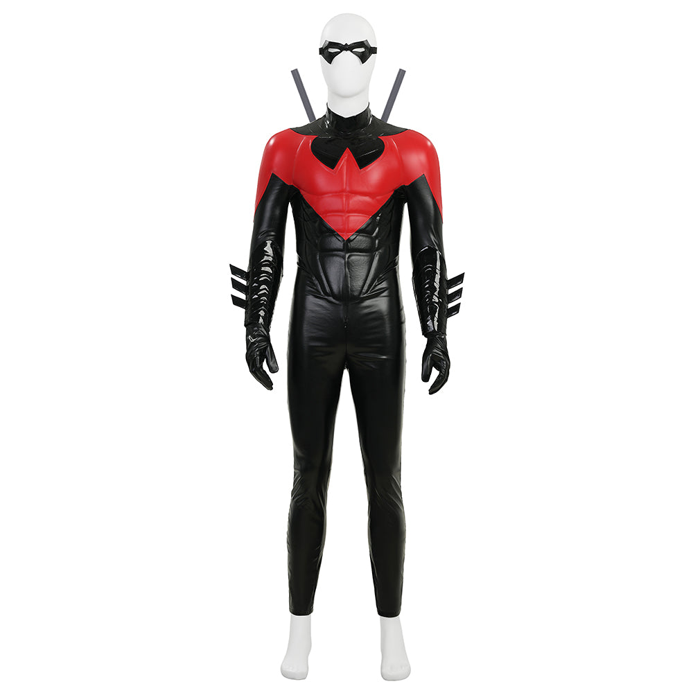 The New 52 Nightwing Dick Grayson Cosplay Costume Red Leather Halloween Outfit ACcosplay
