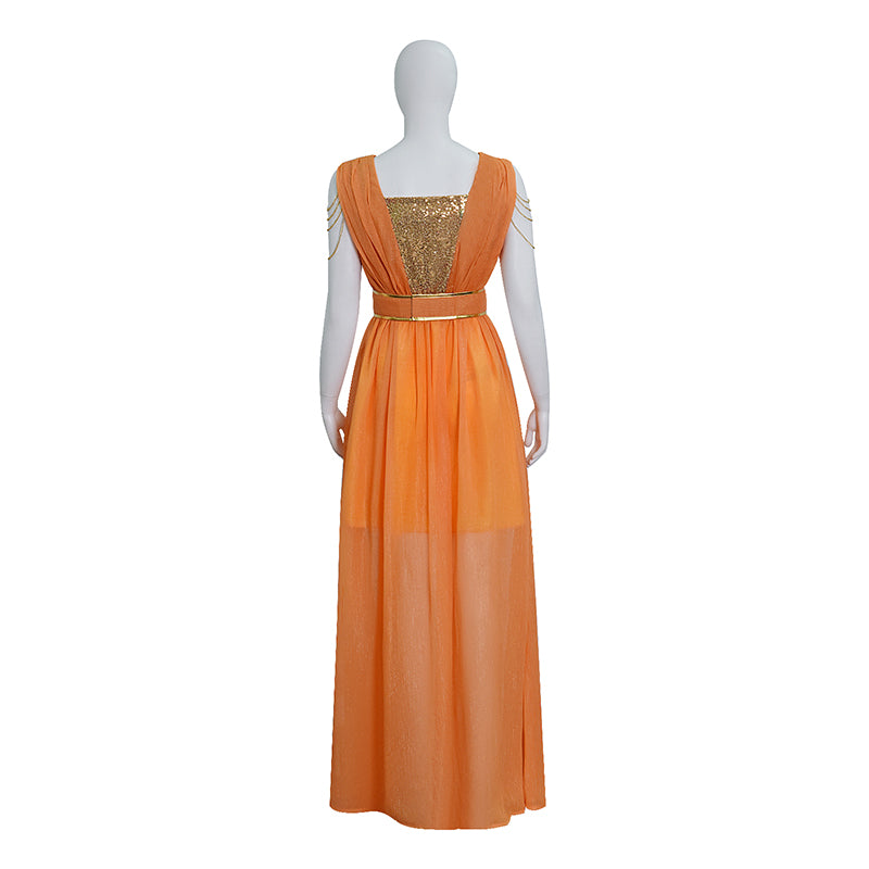 The Lord of the Rings Return of the King Galadriel Elf Queen Orange Maxi Dress ACcosplay