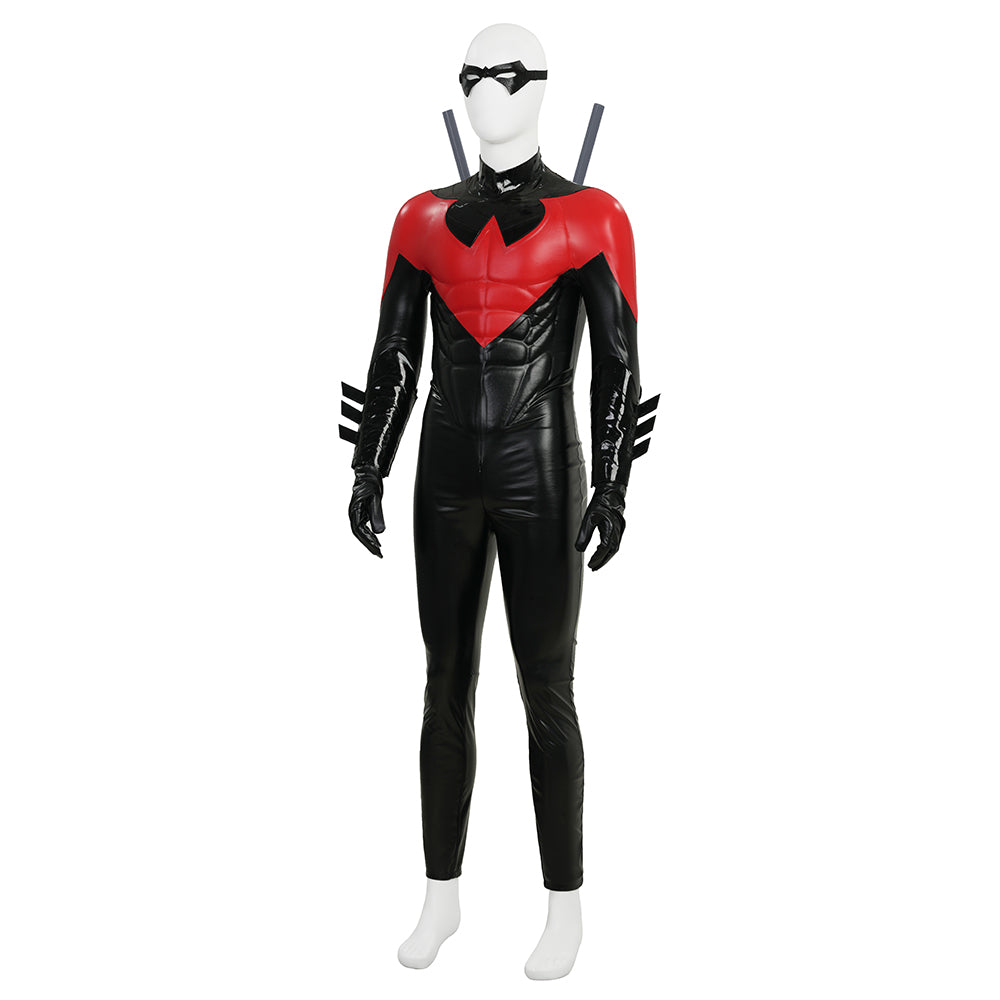 The New 52 Nightwing Dick Grayson Cosplay Costume Red Leather Halloween Outfit ACcosplay