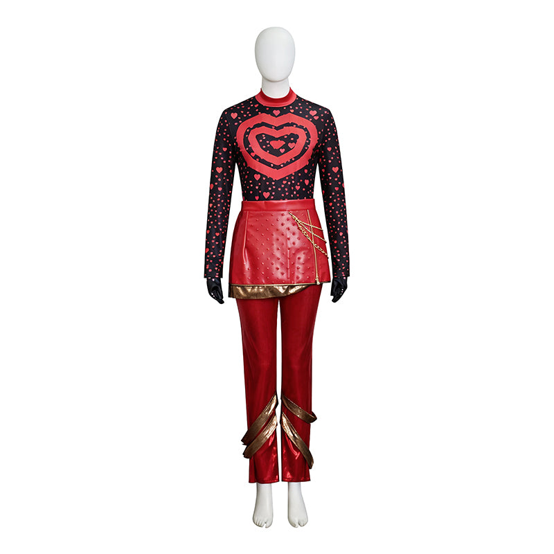 Descendants 5 Red Cosplay Costume Princess Red Red Faux Leather Jacket Pants ACcosplay